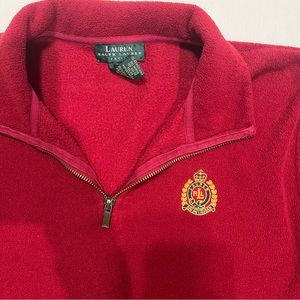 Ralph Lauren Vintage Chaps 1/4 Zip Fleece Mens Red Long Sleeve Pull Over Sz P L